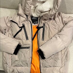 Orolay Beige Jacket with Cream Fleece, Orange Liner